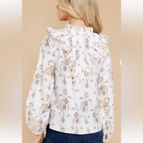Loveshackfancy Bloomfield Floral Print Blouse Size M - Picture 5 of 15